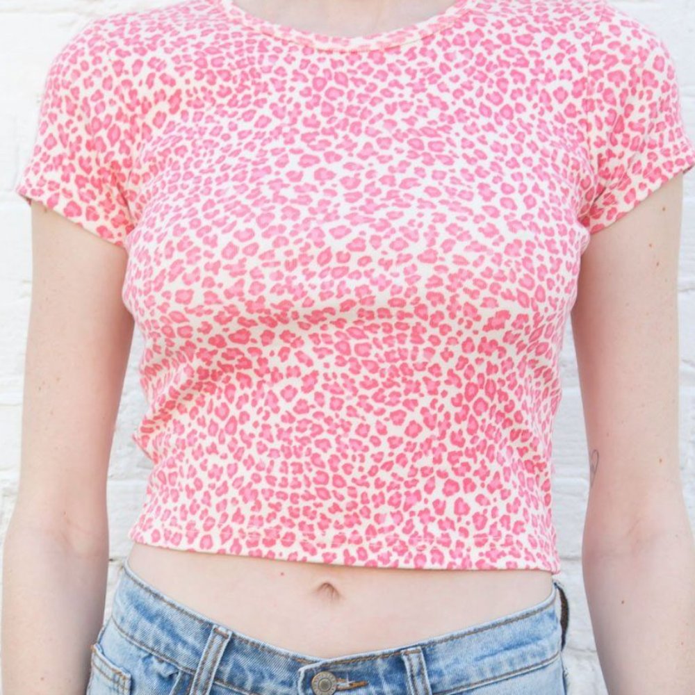 Ashlyn Cheetah Print Pink Top Brandy Melville